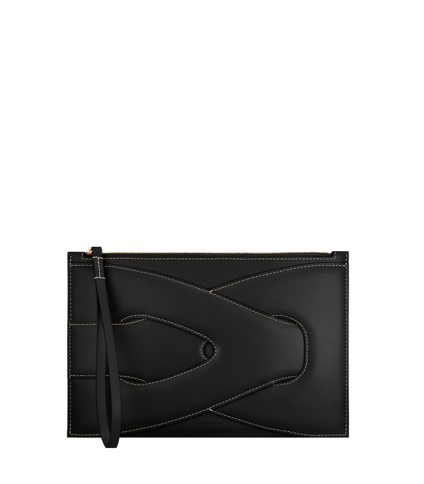 Pochette Nodde - Noir — vue de face, cuir