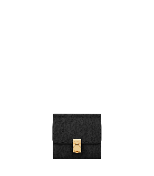 Portefeuille Numéro Sept - Noir Grainé — vue de face, cuir grainé