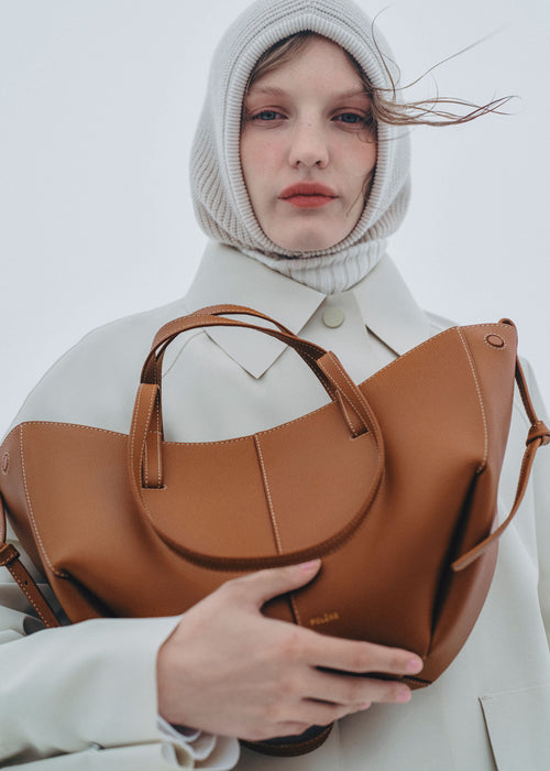 Cyme Mini — Cuir Grainé Camel — vue de profil